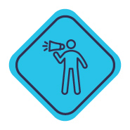 Icon of someone talking into a handheld loudspeaker
