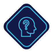 Badge with a persons profile and a question mark on it representing poor leadership communication.